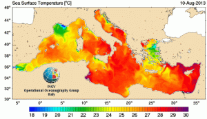 Mappa delle temperature superficiali del mare (SST)
